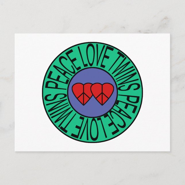 Carte Postale Peace Love and Twins - Cercle (Devant)