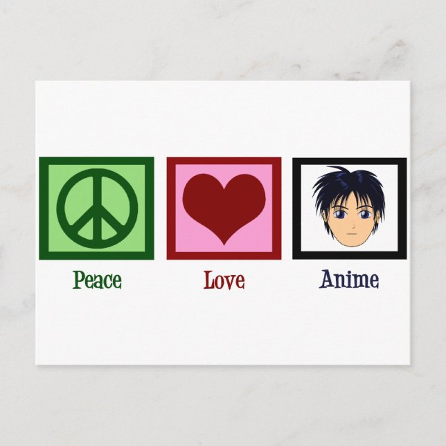 Carte Postale Peace Love Anime (Devant)