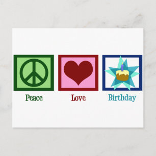 Carte Postale Peace Love Anniversaire