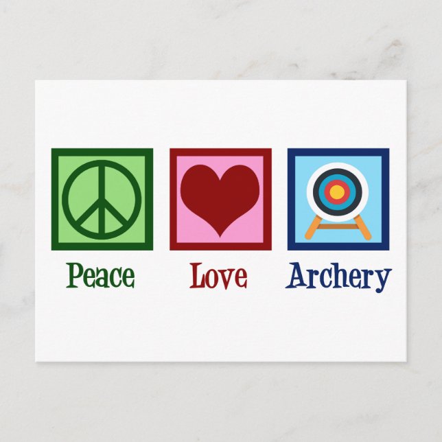 Carte Postale Peace Love Archery Noël mignon (Devant)