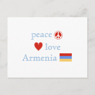 Carte Postale Peace Love Arménie Coeur et drapeau arménien