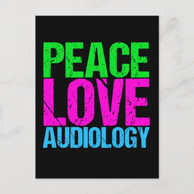 Carte Postale Peace Love Audiology (Devant)