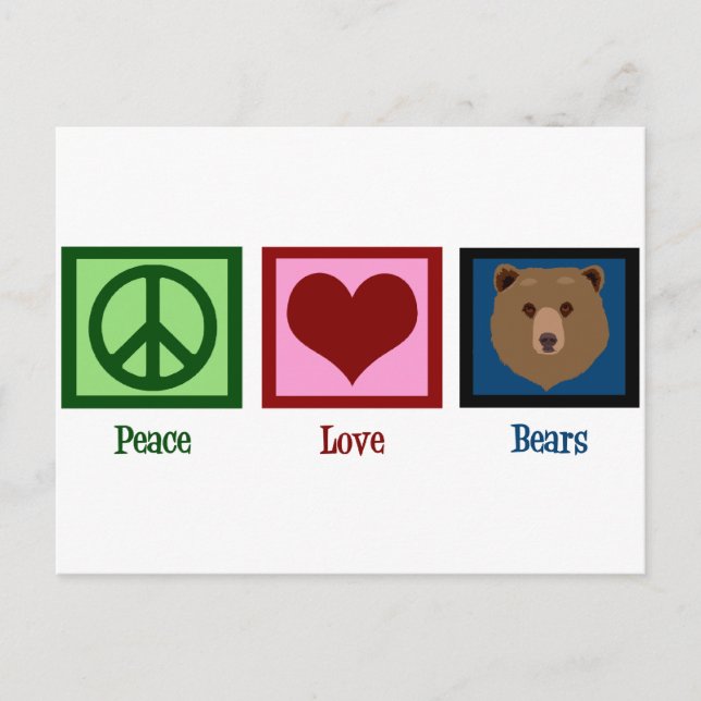 Carte Postale Peace Love Bears (Devant)