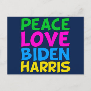 Carte Postale Peace Love Biden Harris