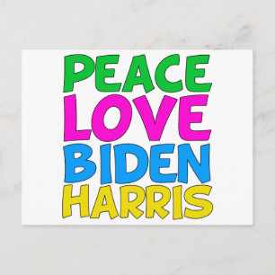 Carte Postale Peace Love Biden Harris Cute 2024 Election