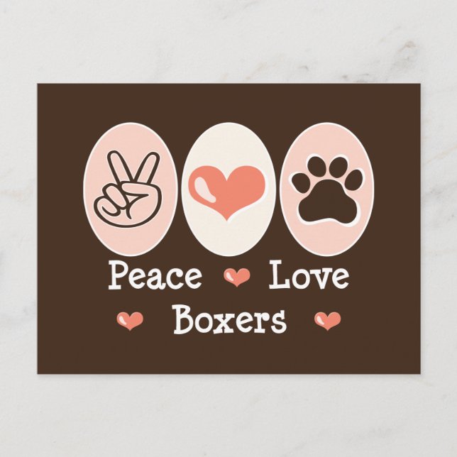 Carte postale Peace Love Boxers (Devant)