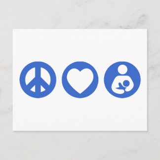 Carte Postale Peace Love Breastfeeding