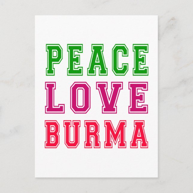 Carte Postale Peace Love Burma. (Devant)