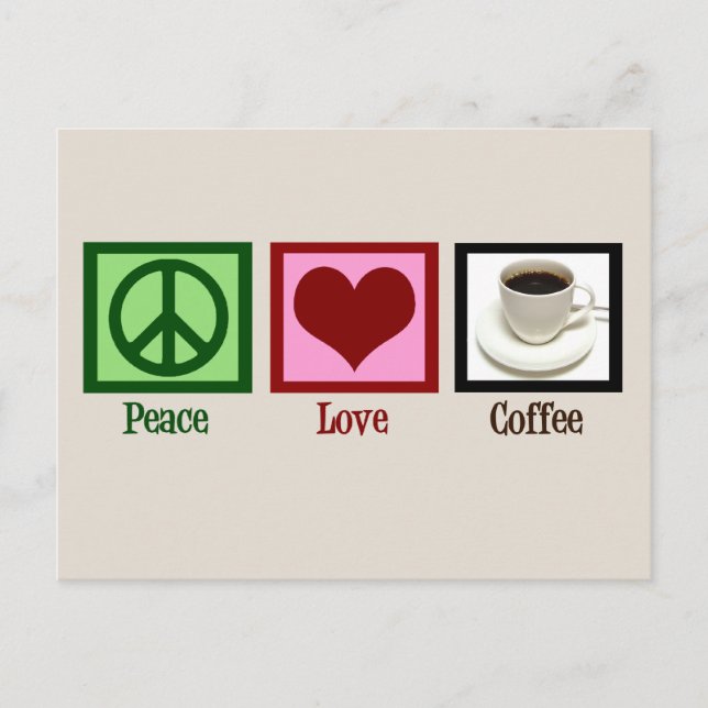 Carte Postale Peace Love Café Custom Café (Devant)