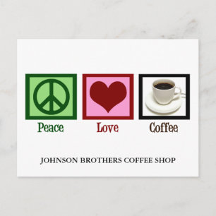 Carte Postale Peace Love Café Shop Custom Cafe Diner