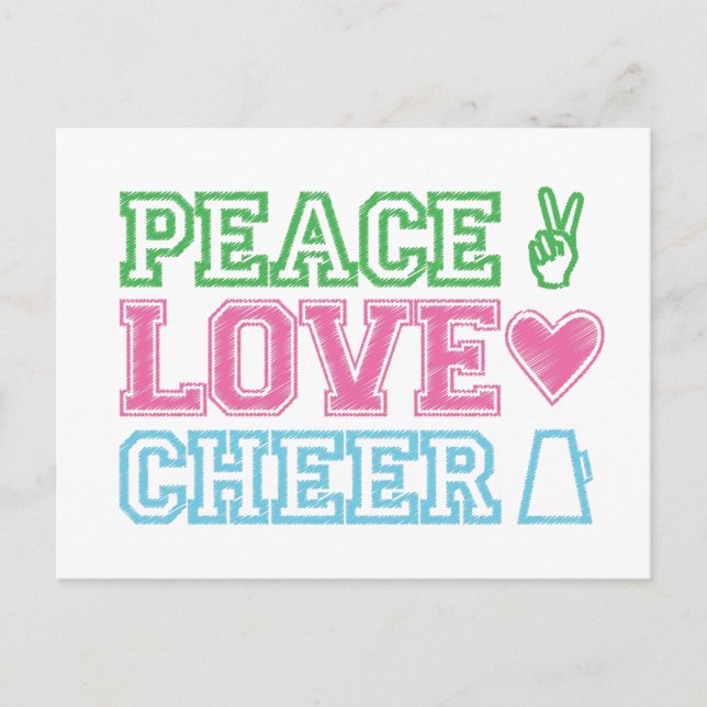 Carte Postale peace.love.cheer (Devant)