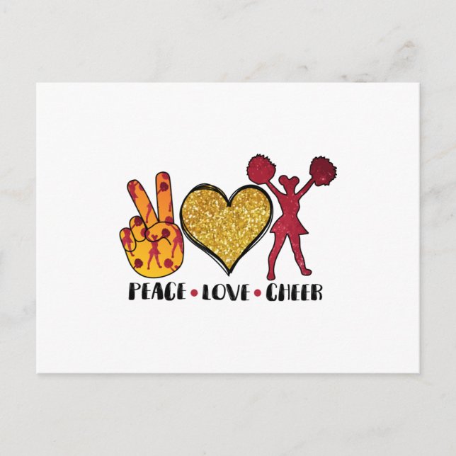 Carte Postale Peace Love Cheer Cool T Shirt (Devant)