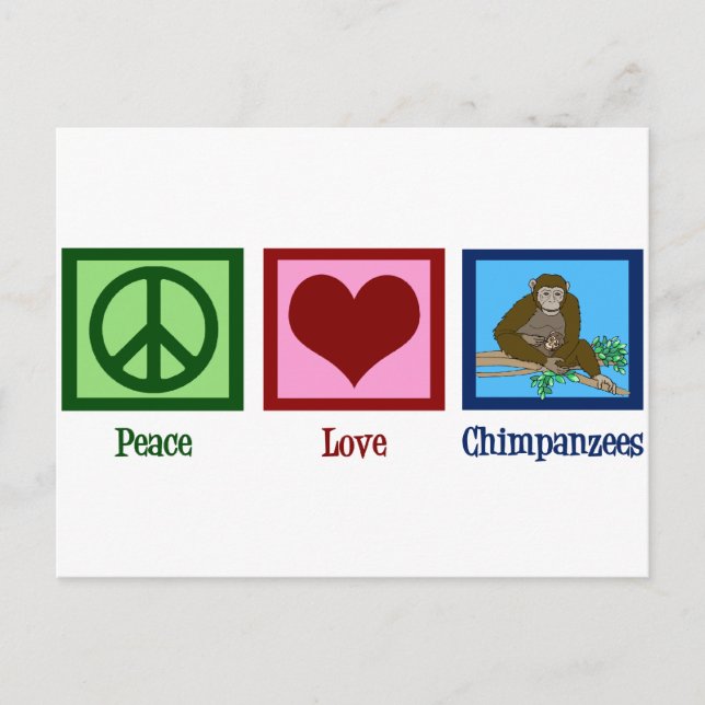 Carte Postale Peace Love Chimpanzés (Devant)