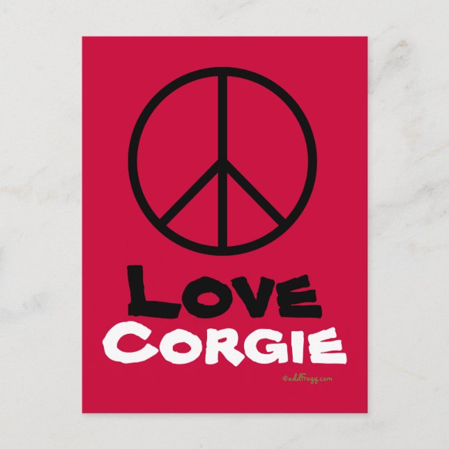 Carte postale Peace Love Corgie (Devant)