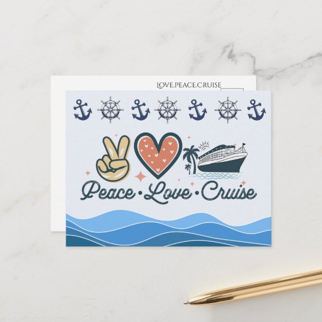 Carte postale Peace Love Cruise (Devant/Arrière en situation)
