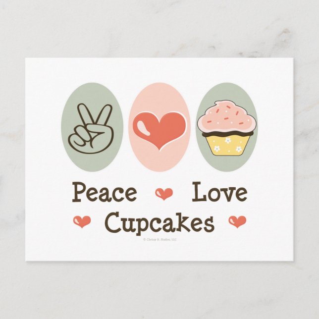 Carte postale Peace Love Cupcakes (Devant)
