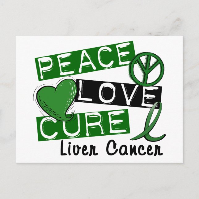 Carte Postale Peace Love Cure Cancer du foie (Devant)
