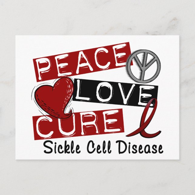 Carte Postale Peace Love Cure Sickle Cell Disease (Devant)