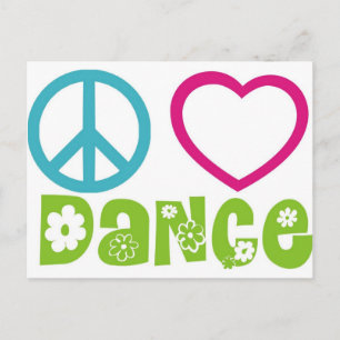 Carte Postale Peace Love Dance