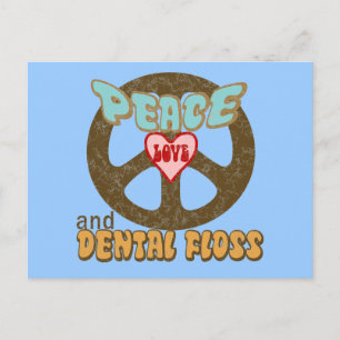 Carte Postale Peace Love dentaire Vintage