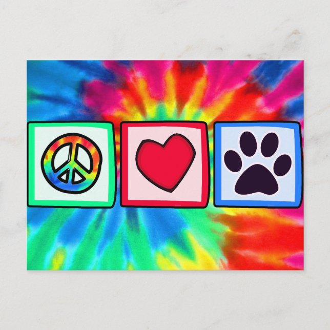 Carte Postale Peace, love, dog; pavprint (Devant)