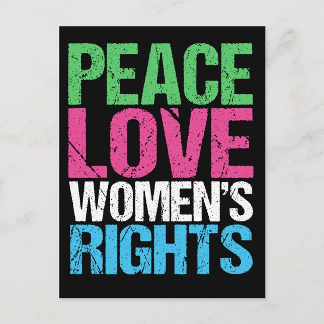 Carte Postale Peace Love droits des femmes (Devant)