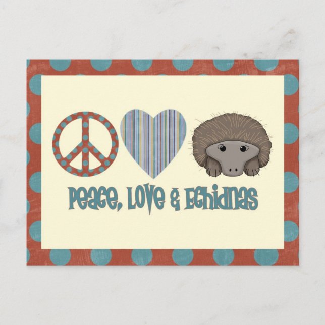 Carte Postale Peace Love Echidnas (Devant)
