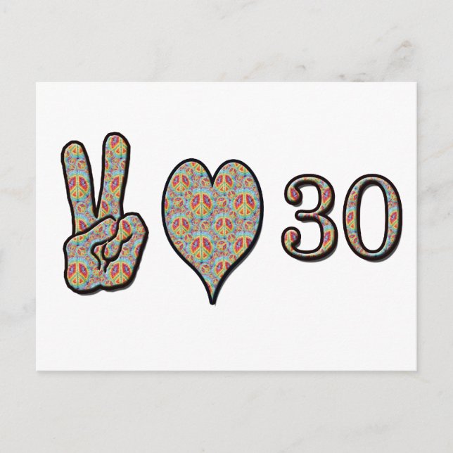 Carte Postale Peace Love et 30 (Devant)