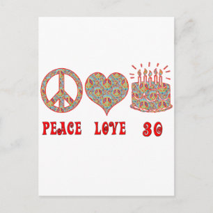 Carte Postale Peace Love et 30