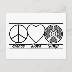 Carte Postale Peace Love et Vinyl