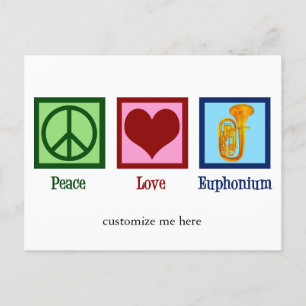Carte Postale Peace Love Euphonium Cute Custom Christmas