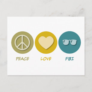 Carte Postale Peace Love FBI