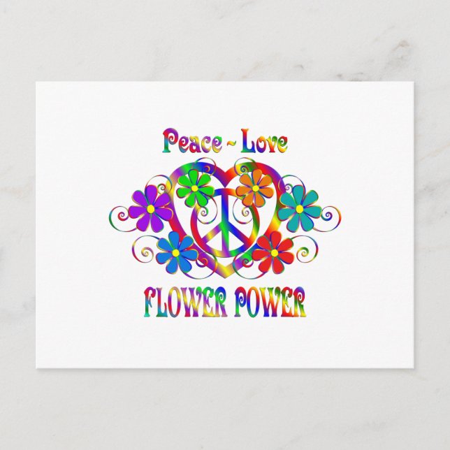 Carte Postale Peace Love Flower Power (Devant)