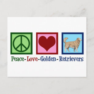 Carte Postale Peace Love Golden Retrivers