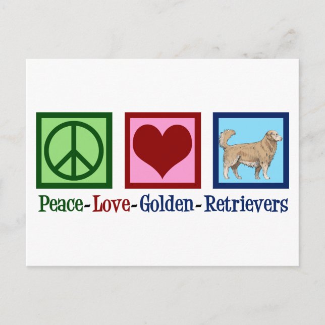 Carte Postale Peace Love Golden Retrivers (Devant)