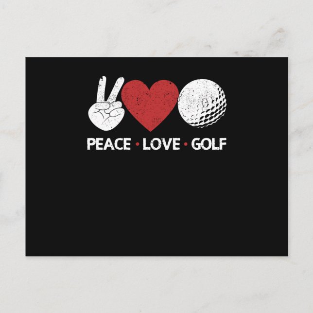 Carte Postale Peace Love Golf Lovers Funny Golfer Fan Golf (Devant)