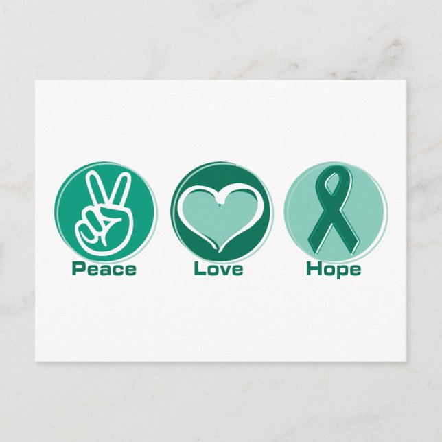 Carte Postale Peace Love Green Hope (Devant)