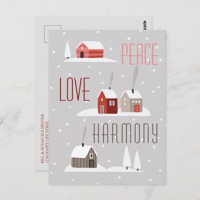 Carte Postale Peace Love Harmony Retro Christmas Holiday Photo (Devant / Derrière)