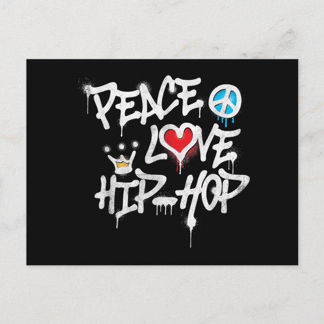 Carte Postale Peace Love Hip hop Dancing (Devant)