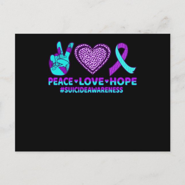 Carte Postale Peace Love Hope Happy Prévention Suicide Sensibili (Devant)