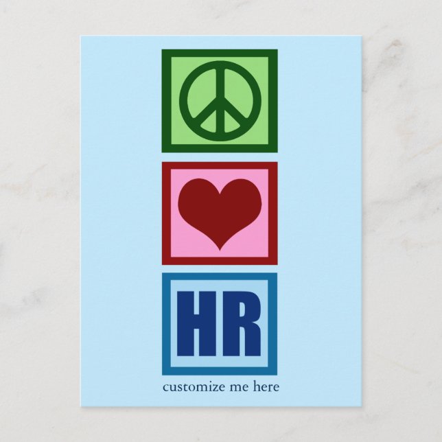 Carte Postale Peace Love HR Ressources humaines personnalisées B (Devant)