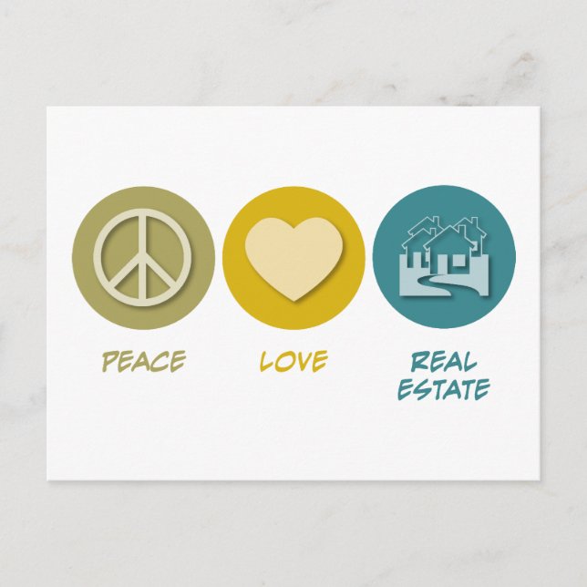 Carte Postale Peace Love Immobilier (Devant)