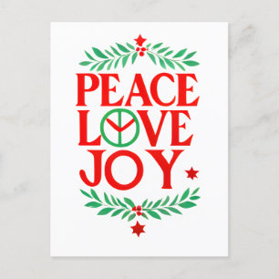 Carte Postale Peace Love Joy Noël Festive Holiday