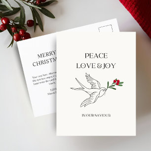 Carte Postale Peace Love Joy Snowbird Christmas Post