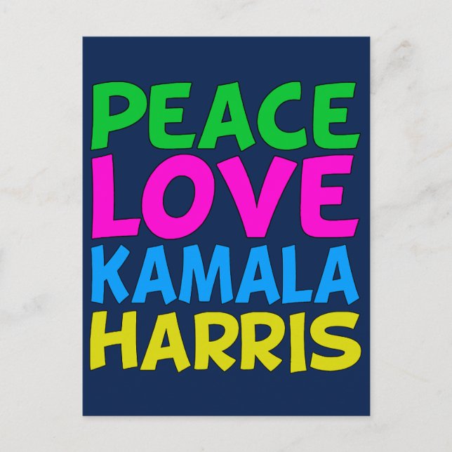 Carte Postale Peace Love Kamala Harris (Devant)