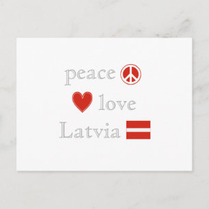 Carte Postale Peace Love Lettonie Coeur et drapeau letton
