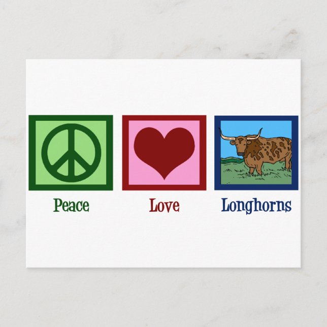 Carte Postale Peace Love Longhorns (Devant)