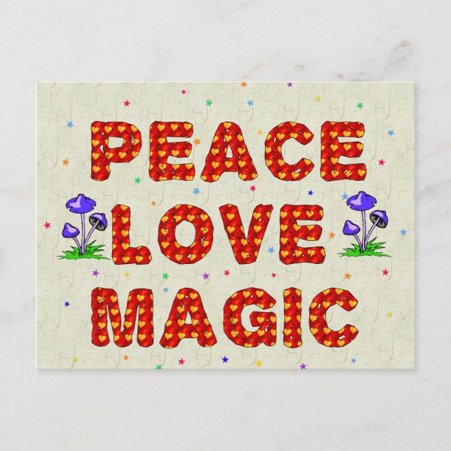 Carte Postale Peace Love Magic (Devant)