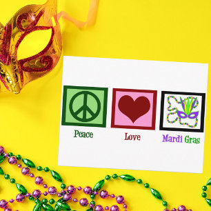 Carte Postale Peace Love Mardi Gras