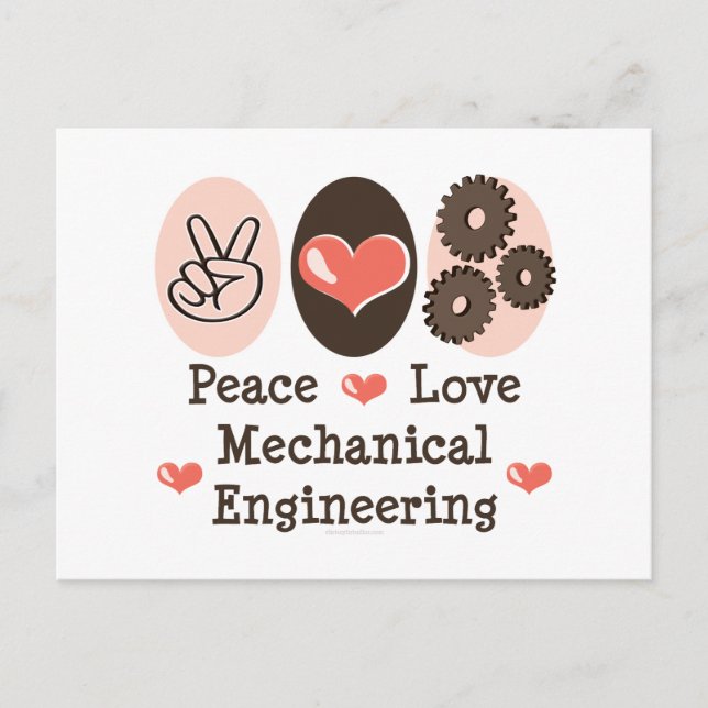 Carte postale Peace Love Mécanique Engineering (Devant)
